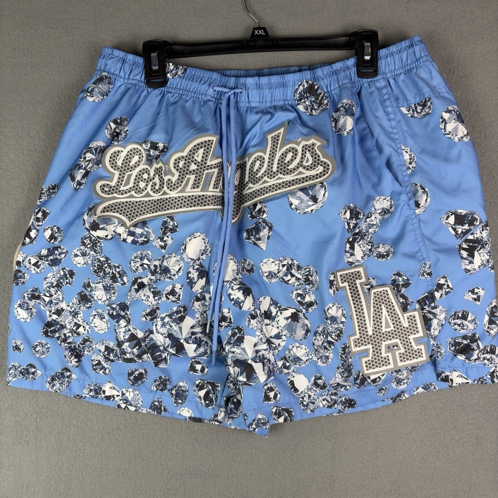 Pro Standard LA Dodgers Shorts Mens 2XL Blue Diamonds MLB Baseball Los Angeles